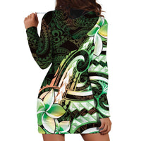 Polynesian Art Tattoo Hoodie Dress Plumeria Flowers Green Gradient LT05 - Polynesian Pride