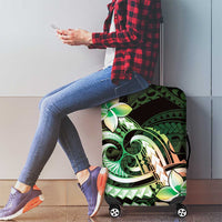 Polynesian Art Tattoo Luggage Cover Plumeria Flowers Green Gradient LT05 - Polynesian Pride