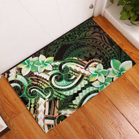 Polynesian Art Tattoo Rubber Doormat Plumeria Flowers Green Gradient LT05 - Polynesian Pride