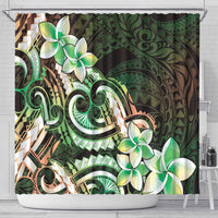 Polynesian Art Tattoo Shower Curtain Plumeria Flowers Green Gradient LT05 - Polynesian Pride