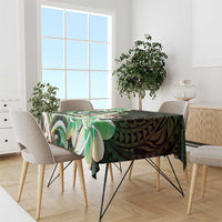 Polynesian Art Tattoo Tablecloth Plumeria Flowers Green Gradient
