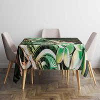 Polynesian Art Tattoo Tablecloth Plumeria Flowers Green Gradient