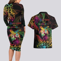 Hawaii Pride Couples Matching Long Sleeve Bodycon Dress and Hawaiian Shirt Aloha Is Aloha