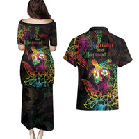 Hawaii Pride Couples Matching Puletasi and Hawaiian Shirt Aloha Is Aloha