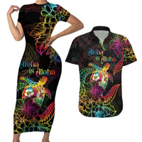 Hawaii Pride Couples Matching Short Sleeve Bodycon Dress and Hawaiian Shirt Aloha Is Aloha