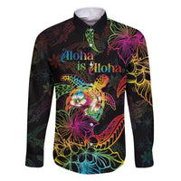 Hawaii Pride Family Matching Off The Shoulder Long Sleeve Dress and Hawaiian Shirt Aloha Is Aloha