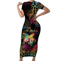 Hawaii Pride Family Matching Short Sleeve Bodycon Dress and Hawaiian Shirt Aloha Is Aloha