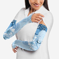 Hawaii Tapa Pattern With Blue Hibiscus Arm Sleeves - Polynesian Pride