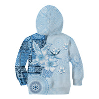 Hawaii Tapa Pattern With Blue Hibiscus Kid Hoodie