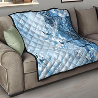 Hawaii Tapa Pattern With Blue Hibiscus Quilt