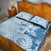 Hawaii Tapa Pattern With Blue Hibiscus Quilt Bed Set LT05 - Polynesian Pride