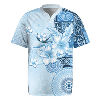Hawaii Tapa Pattern With Blue Hibiscus Rugby Jersey