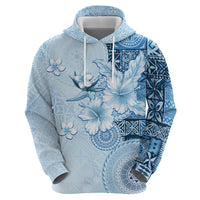 Hawaii Tapa Pattern With Blue Hibiscus Zip Hoodie