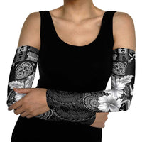 Hawaii Tapa Pattern With Black Hibiscus Arm Sleeves LT05 - Polynesian Pride