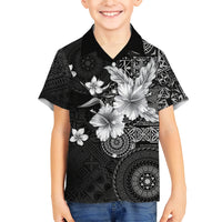 Hawaii Tapa Pattern With Black Hibiscus Family Matching Summer Maxi Dress and Hawaiian Shirt LT05 Son's Shirt Black - Polynesian Pride