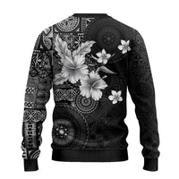 Hawaii Tapa Pattern With Black Hibiscus Ugly Christmas Sweater LT05 - Polynesian Pride