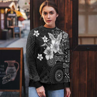 Hawaii Tapa Pattern With Black Hibiscus Ugly Christmas Sweater LT05 - Polynesian Pride