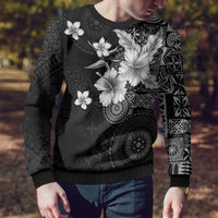 Hawaii Tapa Pattern With Black Hibiscus Ugly Christmas Sweater LT05 - Polynesian Pride