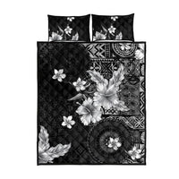 Hawaii Tapa Pattern With Black Hibiscus Quilt Bed Set LT05 - Polynesian Pride