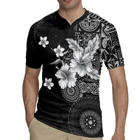 Hawaii Tapa Pattern With Black Hibiscus Rugby Jersey