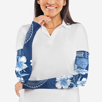Hawaii Tapa Pattern With Navy Hibiscus Arm Sleeves LT05 - Polynesian Pride