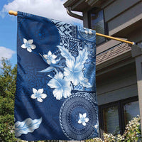 Hawaii Tapa Pattern With Navy Hibiscus Garden Flag