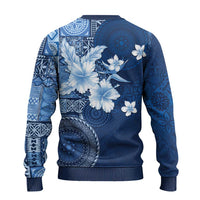 Hawaii Tapa Pattern With Navy Hibiscus Ugly Christmas Sweater LT05 - Polynesian Pride