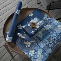 Hawaii Tapa Pattern With Navy Hibiscus Wrapping Paper - Polynesian Pride