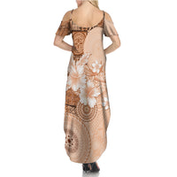 Hawaii Tapa Pattern With Brown Hibiscus Family Matching Summer Maxi Dress and Hawaiian Shirt LT05 - Polynesian Pride