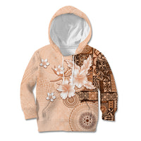 Hawaii Tapa Pattern With Brown Hibiscus Kid Hoodie