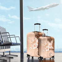 Hawaii Tapa Pattern With Brown Hibiscus Luggage Cover