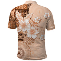 Hawaii Tapa Pattern With Brown Hibiscus Polo Shirt
