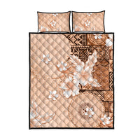 Hawaii Tapa Pattern With Brown Hibiscus Quilt Bed Set LT05 - Polynesian Pride