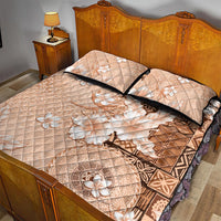 Hawaii Tapa Pattern With Brown Hibiscus Quilt Bed Set LT05 - Polynesian Pride