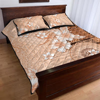 Hawaii Tapa Pattern With Brown Hibiscus Quilt Bed Set LT05 - Polynesian Pride
