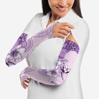 Hawaii Tapa Pattern With Violet Hibiscus Arm Sleeves LT05 - Polynesian Pride