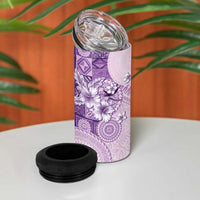 Hawaii Tapa Pattern With Violet Hibiscus 4 in 1 Can Cooler Tumbler