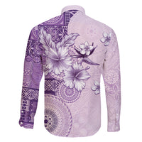 Hawaii Tapa Pattern With Violet Hibiscus Family Matching Summer Maxi Dress and Hawaiian Shirt LT05 - Polynesian Pride