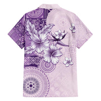 Hawaii Tapa Pattern With Violet Hibiscus Hawaiian Shirt