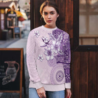 Hawaii Tapa Pattern With Violet Hibiscus Ugly Christmas Sweater LT05 - Polynesian Pride
