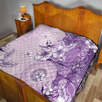 Hawaii Tapa Pattern With Violet Hibiscus Quilt