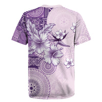 Hawaii Tapa Pattern With Violet Hibiscus Rugby Jersey