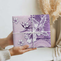 Hawaii Tapa Pattern With Violet Hibiscus Wrapping Paper - Polynesian Pride