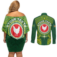 Personalized American Samoa Manua Cession Day Couples Matching Off Shoulder Short Dress and Long Sleeve Button Shirt Up Up The Moa