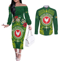 Personalized American Samoa Manua Cession Day Couples Matching Off The Shoulder Long Sleeve Dress and Long Sleeve Button Shirt Up Up The Moa
