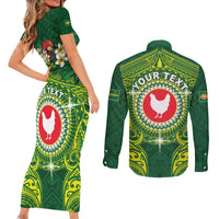 Personalized American Samoa Manua Cession Day Couples Matching Short Sleeve Bodycon Dress and Long Sleeve Button Shirt Up Up The Moa