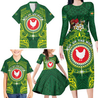 Personalized American Samoa Manua Cession Day Family Matching Long Sleeve Bodycon Dress and Hawaiian Shirt Up Up The Moa
