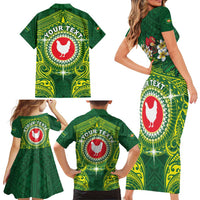 Personalized American Samoa Manua Cession Day Family Matching Short Sleeve Bodycon Dress and Hawaiian Shirt Up Up The Moa