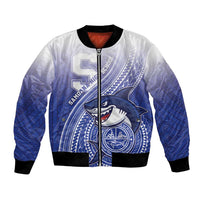 Personalized Samoana High School Bomber Jacket Polynesian Tribal Shark LT05 Unisex Blue - Polynesian Pride