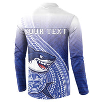 Personalized Samoana High School Button Sweatshirt Polynesian Tribal Shark